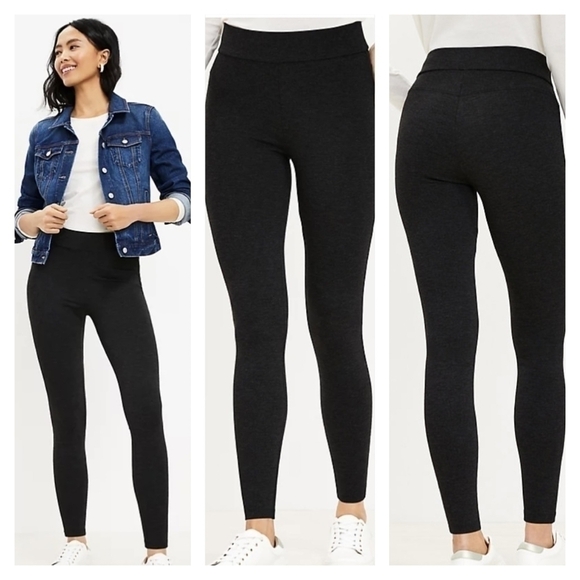 ANN TAYLOR LOFT Blue Fancy Pull On Ponte Dress Pants Leggings XSmall - Picture 1 of 16
